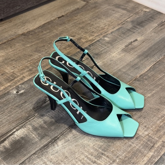 Gucci Women's Turquoise Slingback Heels Size 34 1/2 - Picture 2 of 7